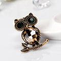 Blue Gold Tone Owl Crystal Two Designs Metal Brooch Pin view 5