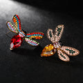 Red Gold Tone Bee Crystal Two Designs Metal Brooch Pin view 4