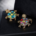 Aqua Gold Tone Turtle Two Designs Metal Brooch Pin view 3