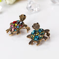 Aqua Gold Tone Turtle Two Designs Metal Brooch Pin view 4