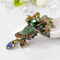 Green Gold Tone Flower Crystal Metal Brooch Pin for Jackets and Lapels view 5