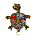Aqua Gold Tone Turtle Two Designs Metal Brooch Pin view 2