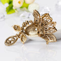 Green Gold Tone Flower Crystal Metal Brooch Pin for Jackets and Lapels view 3