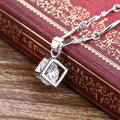 Korean Style Waterproof Color Retention Crystal Zircon Small Square Love Pendant Necklace view 1