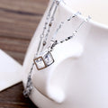 Korean Style Waterproof Color Retention Crystal Zircon Small Square Love Pendant Necklace view 2