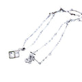 Korean Style Waterproof Color Retention Crystal Zircon Small Square Love Pendant Necklace view 5