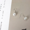 Silver Hook White Pearl Look Bead Simple Dangle Earrings view 3