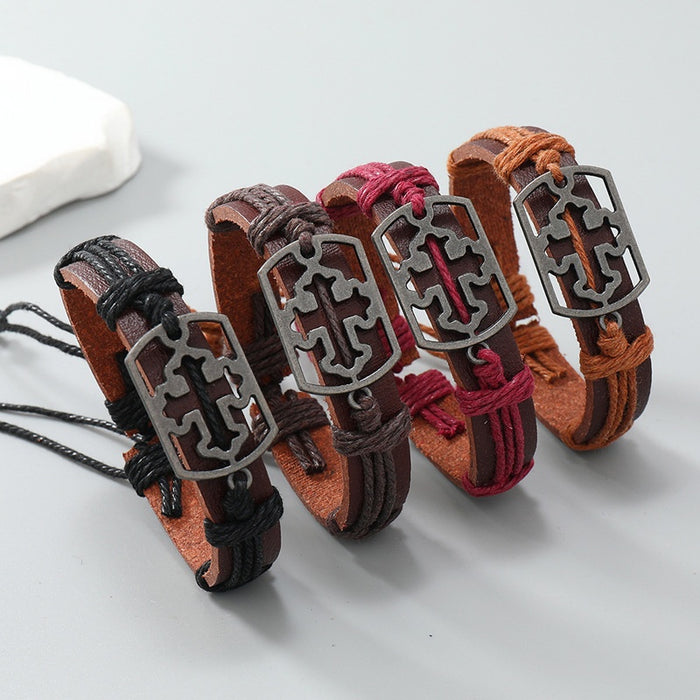 Simple Handmade Braided Leather Bracelet For Men Minimalist Cool Style Wristband