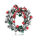 Red Gold Tone Floral Wreath Wreath Crystal Metal Brooch Pin view 2