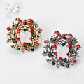 Red Gold Tone Floral Wreath Wreath Crystal Metal Brooch Pin view 3