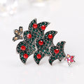 Silver Tone Black Christmas Tree Crystal Metal Brooch Pin view 4