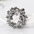 Red Gold Tone Floral Wreath Wreath Crystal Metal Brooch Pin view 5