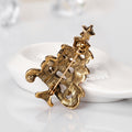 Red Gold Tone Christmas Tree Crystal Two Designs Metal Brooch Pin view 5
