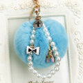 Ballet Shoe Pearl Loop Plush Pom Pom Keychain in Pale Lavender view 2