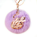 Swan Plush Pom Pom Keychain with Pale Petal Wing Accents view 5