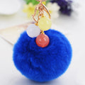 Plain Plush Pom Pom Keychain with Three Colored Bead Drops view 2