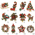 Red Gold Tone Santa Claus Twelve Designs Metal Brooch Pin 12 Pictured Designs view 1
