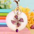 Jeweled Pinwheel Keychain with Purple and Pink Crystal Panels view 2