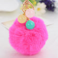 Plain Plush Pom Pom Keychain with Three Colored Bead Drops view 3