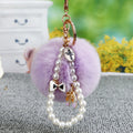 Ballet Shoe Pearl Loop Plush Pom Pom Keychain in Pale Lavender view 1