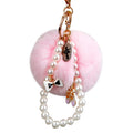 Ballet Shoe Pearl Loop Plush Pom Pom Keychain in Pale Lavender view 5