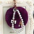 Ballet Shoe Pearl Loop Plush Pom Pom Keychain in Pale Lavender view 3