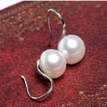 Elegant Korean Minimalist Gold Tone Alloy Double Hoop ABS Artificial Pearl Stud Drop Earrings view 3