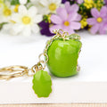Jeweled Red Apple Keychain with Enamel Slice Charm view 4