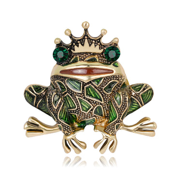 Green Gold Tone Frog Metal Brooch Pin 1 Pictured Designs