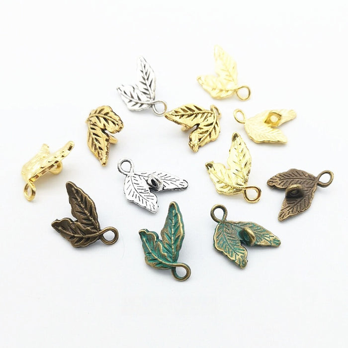 Zinc Alloy Double Leaves Charm Pendant No.338396 for DIY Necklace Bracelet Jewelry Making