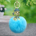 Jeweled Poodle Plush Pom Pom Keychain in Red and Gold Tone view 4