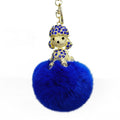 Jeweled Poodle Plush Pom Pom Keychain in Red and Gold Tone view 5