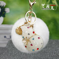 Butterfly Gourd Plush Pom Pom Keychain in Pale Lavender view 2