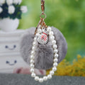 Faux Fur Pom Pom Keychains With Pearl Loops in Fifteen Colors view 11