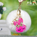 Sleepy Rabbit Faux Fur Pom Pom Keychains in Twenty Pictured Options view 10
