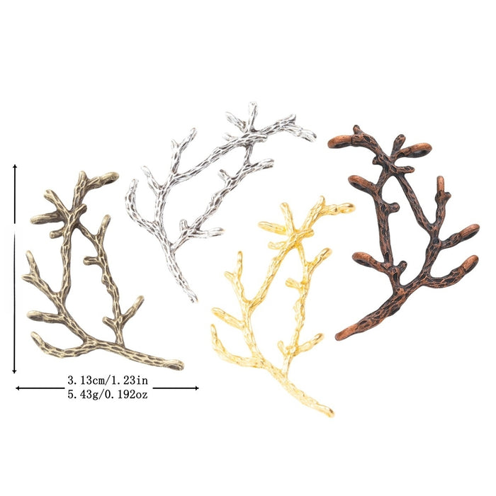 Zinc Alloy Leafy Branch Charm Pendant for DIY Necklace Bracelet Jewelry Making