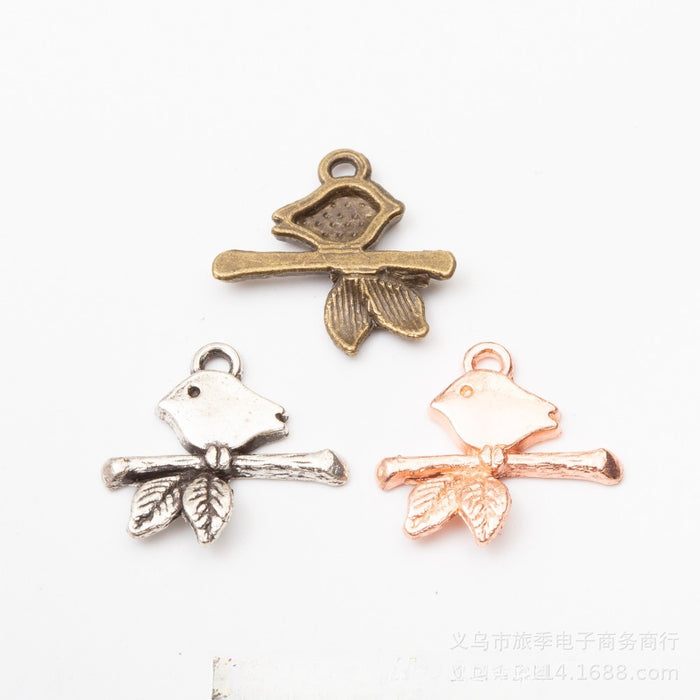 Zinc Alloy Bird On Branch Charm Pendant for DIY Necklace Bracelet Jewelry Making