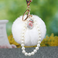 Faux Fur Pom Pom Keychains With Pearl Loops in Fifteen Colors view 9