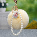 Faux Fur Pom Pom Keychains With Pearl Loops in Fifteen Colors view 10