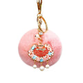 Jeweled Ruyi Lock Faux Fur Pom Pom Keychains in Fifteen Colors view 5