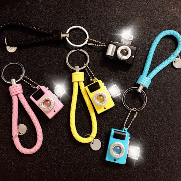 Light-Up Toy Camera Keychains With Braided Wrist Straps in Sixteen Options