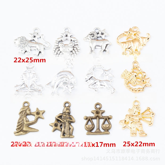 Zinc Alloy Zodiac Signs Charm Pendant for DIY Necklace Bracelet Jewelry Making