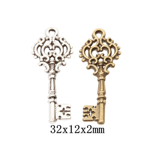 Zinc Alloy Key Charm Pendant No.678675 for DIY Necklace Bracelet Jewelry Making