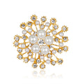 Blue Black Snowflake Crystal Pearl Look Three Designs Metal Brooch Pin view 2