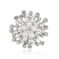 Blue Black Snowflake Crystal Pearl Look Three Designs Metal Brooch Pin view 3