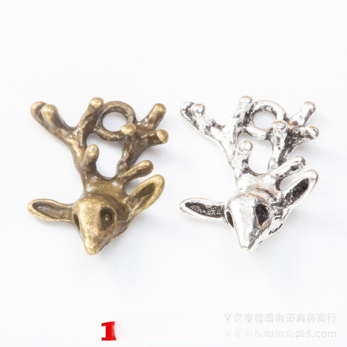 Zinc Alloy Deer Head Charm Pendant No.453884 for DIY Necklace Bracelet Jewelry Making