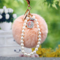 Faux Fur Pom Pom Keychains With Pearl Loops in Fifteen Colors view 6