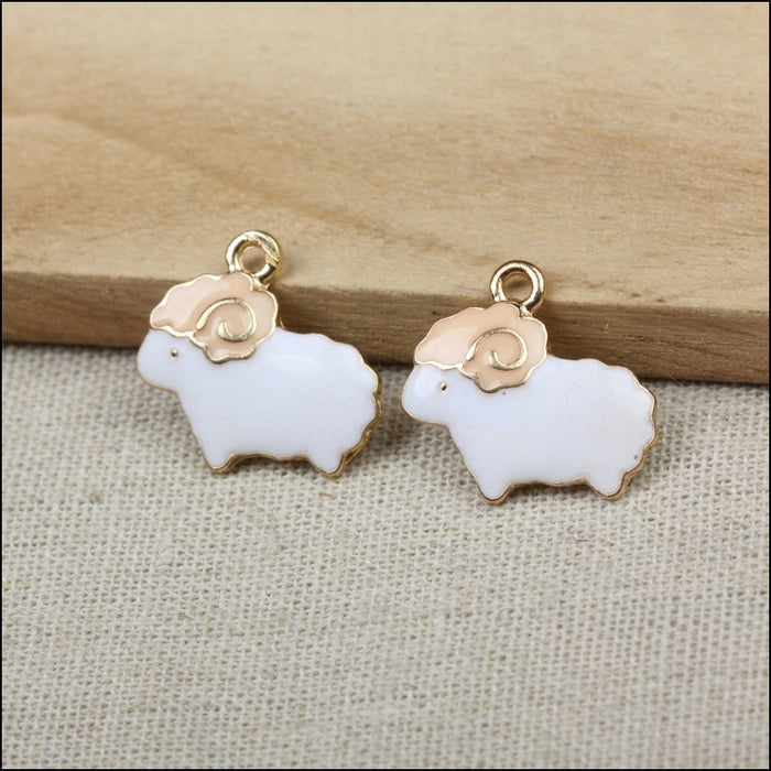 White Zinc Alloy Sheep Charm Pendant for DIY Necklace Bracelet Jewelry Making