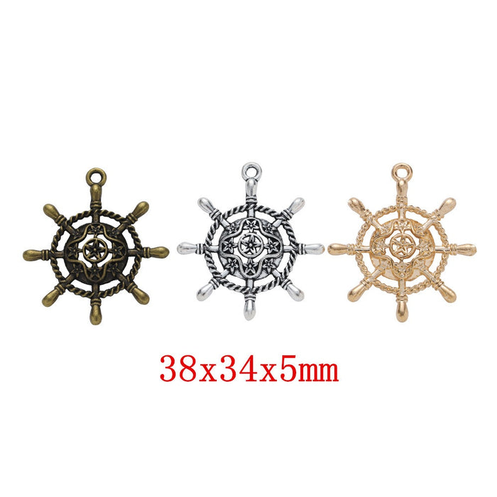 Zinc Alloy Ship Wheel Charm Pendant No.521451 for DIY Necklace Bracelet Jewelry Making
