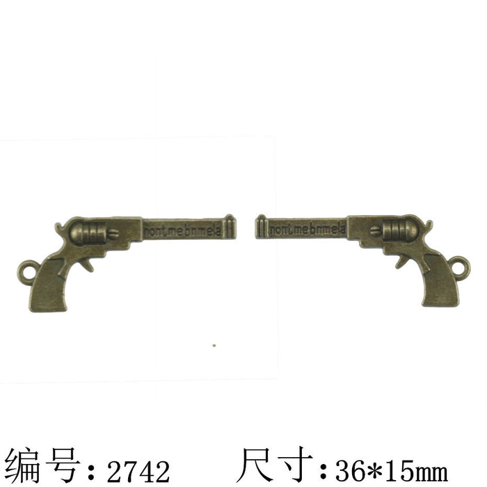 Vintage Double-Sided Alloy Pistol Charm Pendant